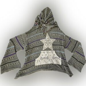 POL Gray Textured Knit with Floral Accents